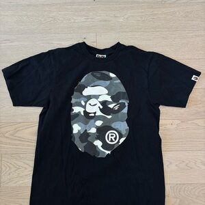 A Bathing Ape Black And Grey Camo Graphic Tee